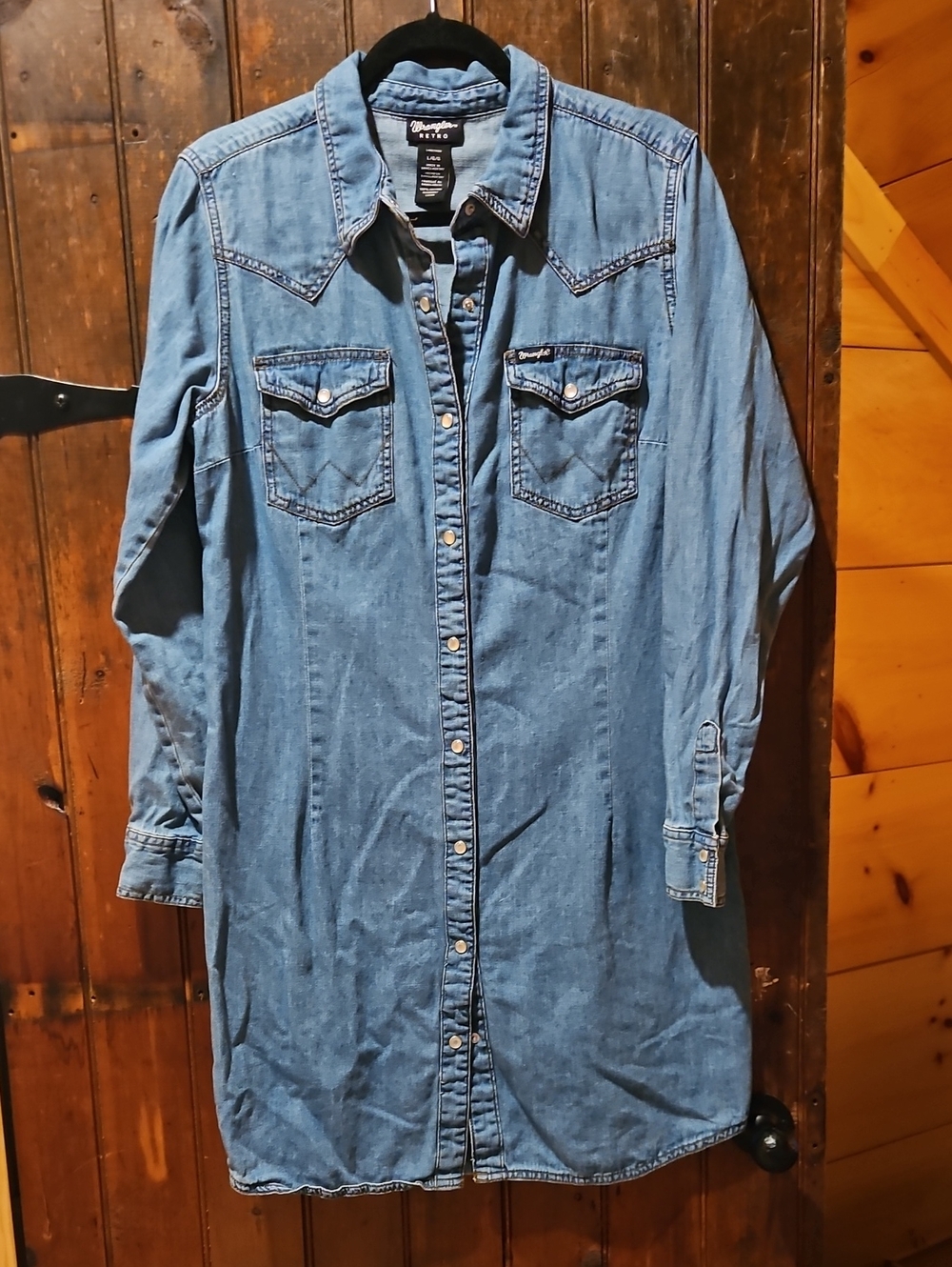 Wrangler Blue Denim Western Button-Down Dress
